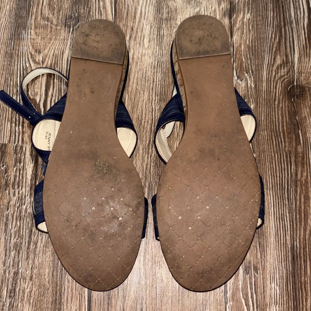 Isaac Mizrahi Navy Blue Women's Sandals / Flats adjustable straps & bows. - Picture 6 of 9